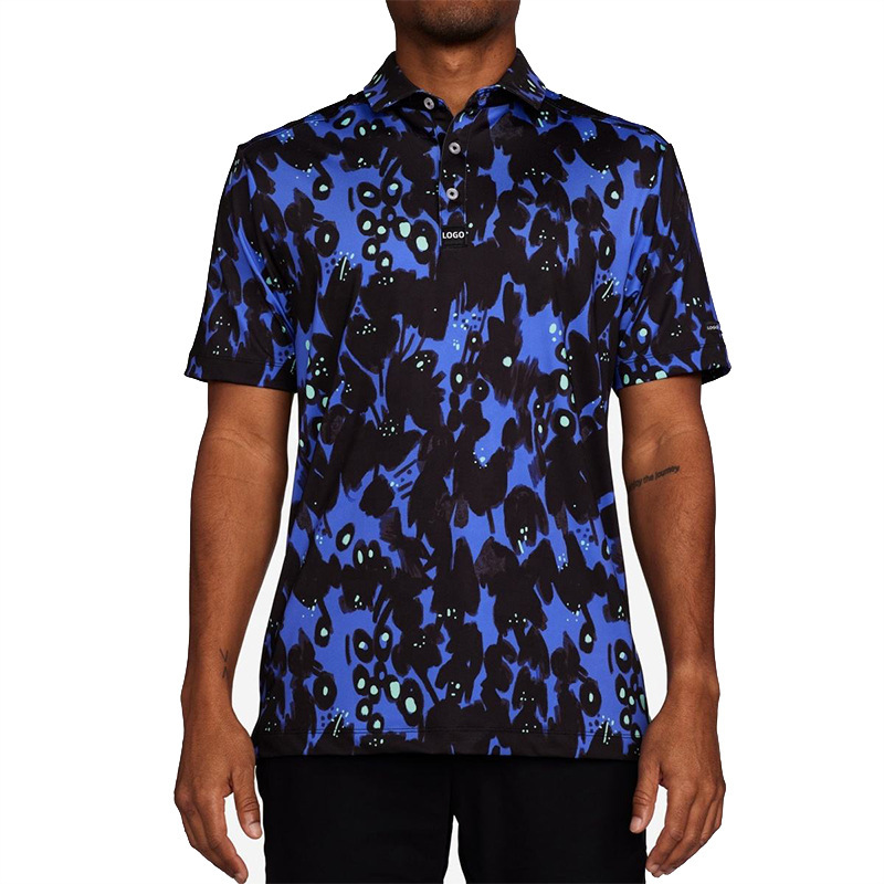 Stretch dry comfortable UPF 50 + Outdoor Sports pattern printed golf T-shirt golf polo shirt