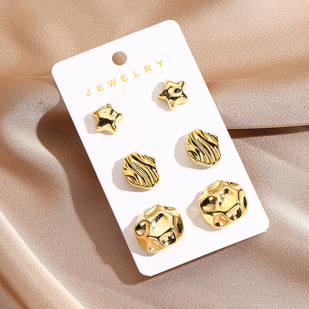 16g Weight Steel needle Ear Needle Material Ear Studs Classification 1 Set Quantity Daily Occasion CCB Material Geometric, Heart Shape Pattern All Seasons Season Women's Gender Plating Design Simple Style Style 1 Set Simple Style Geometric Heart Shape Plating CCB Ear Studs 1