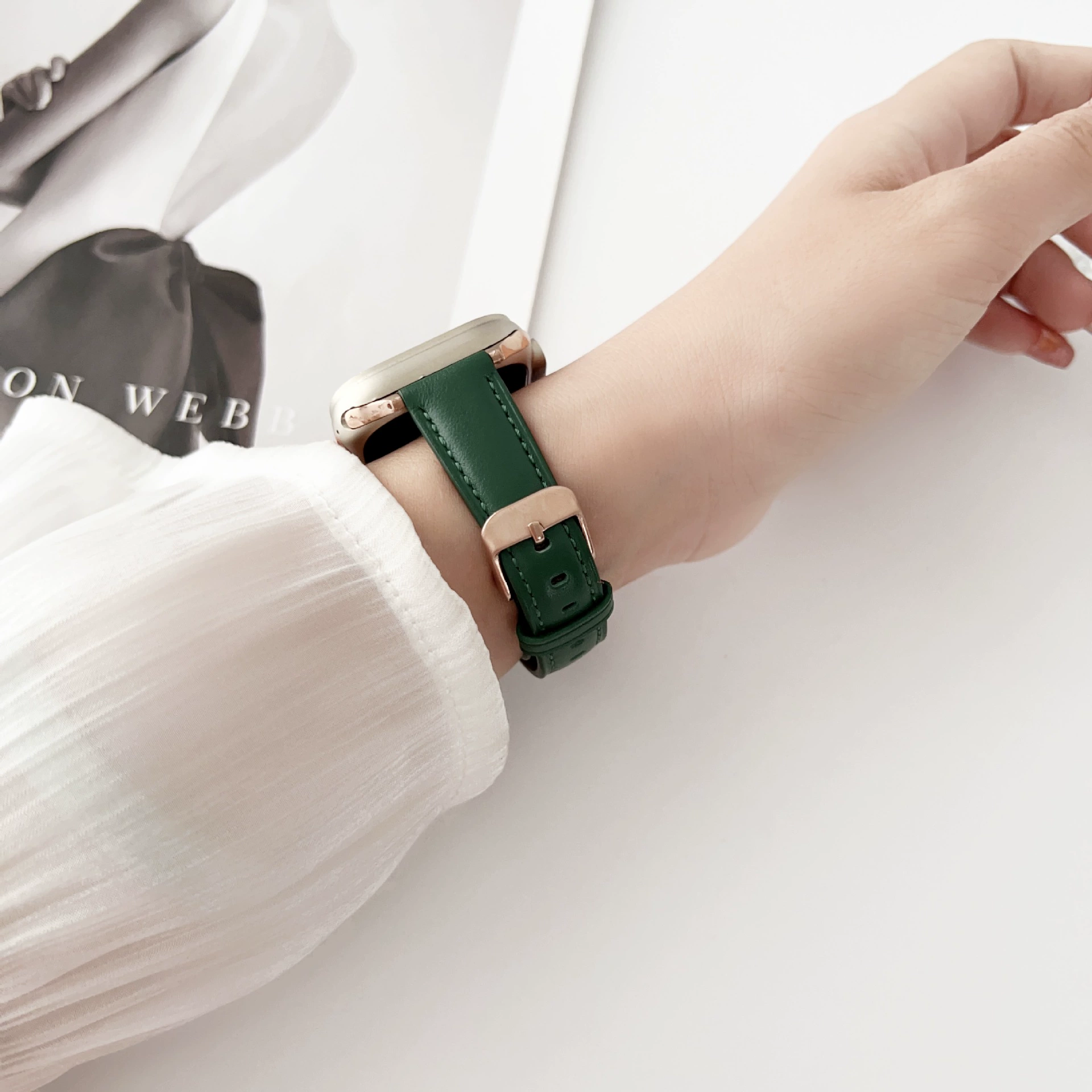 Подходит для Apple 7-го поколения часов, ремешок для Apple Watch 456SE плоские линии кожа розовая пряжка ремешок spot