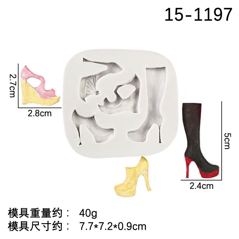 Herramientas de maquillaje moda tacones altos molde lápiz labial sombra ojos cepillo rubor DIY chocolate fondant arcilla