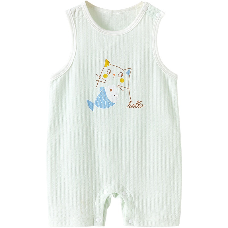 Ropa para bebés recién nacidos, chaleco fino sin mangas de algodón puro para verano, pijamas para hombres y mujeres, monos de verano para bebés.
