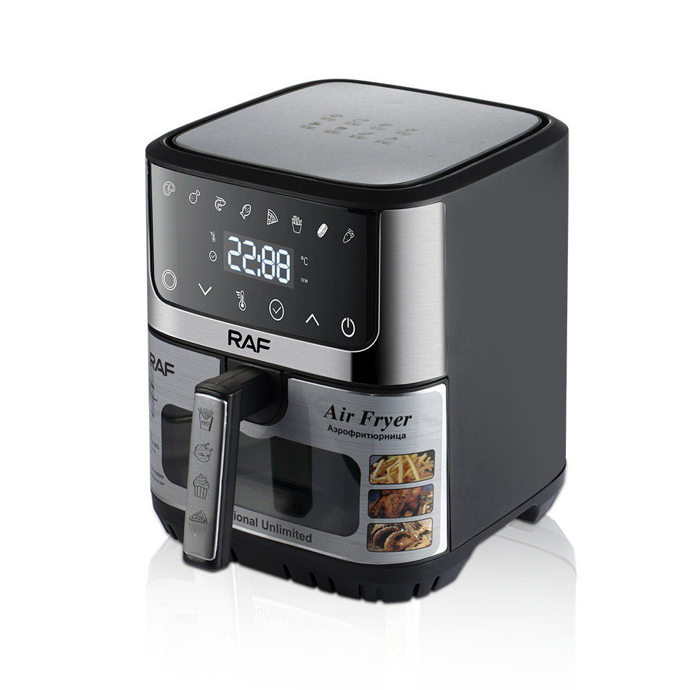 Freidora de aire transfronteriza estándar europea RAF Freidora eléctrica de pantalla digital doméstica inteligente multifuncional de gran capacidad 7L sin humo de aceite