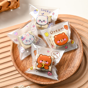 New snowflake crisp packaging bag baking cookies cookie bag cute cartoon nougat candy bag self-adhesive bag wholesale