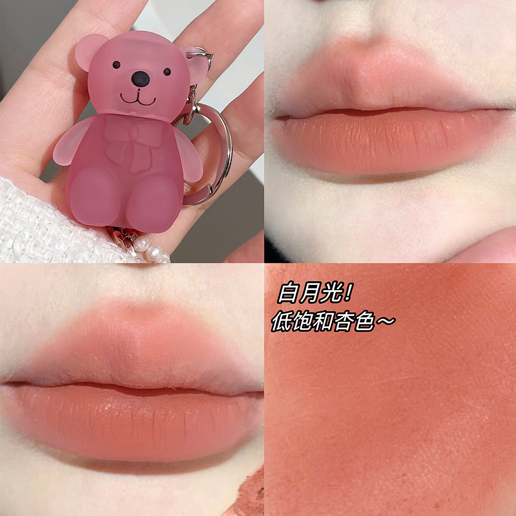 Valor de arte de Xie Rui, mini oso velvet lipstick, maquillaje, esmalte labial blanco, lápiz labial al por mayor.