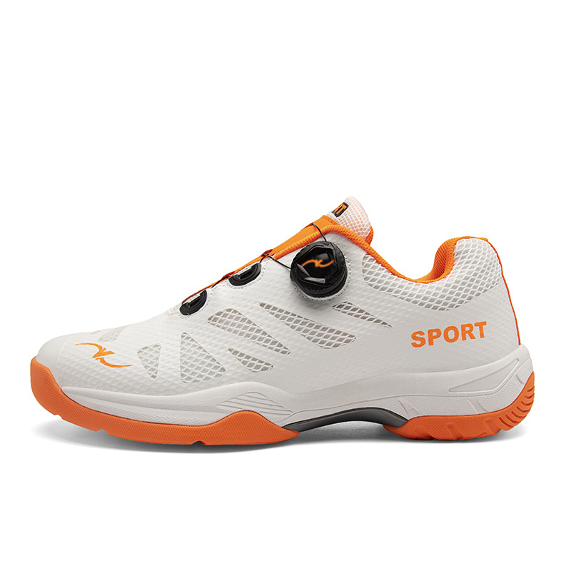 Nuevos zapatos de entrenamiento anti-deslizante de tamaño grande para hombres y mujeres transfronterizos de placa de carbono de botón giratorio para parejas de bádminton