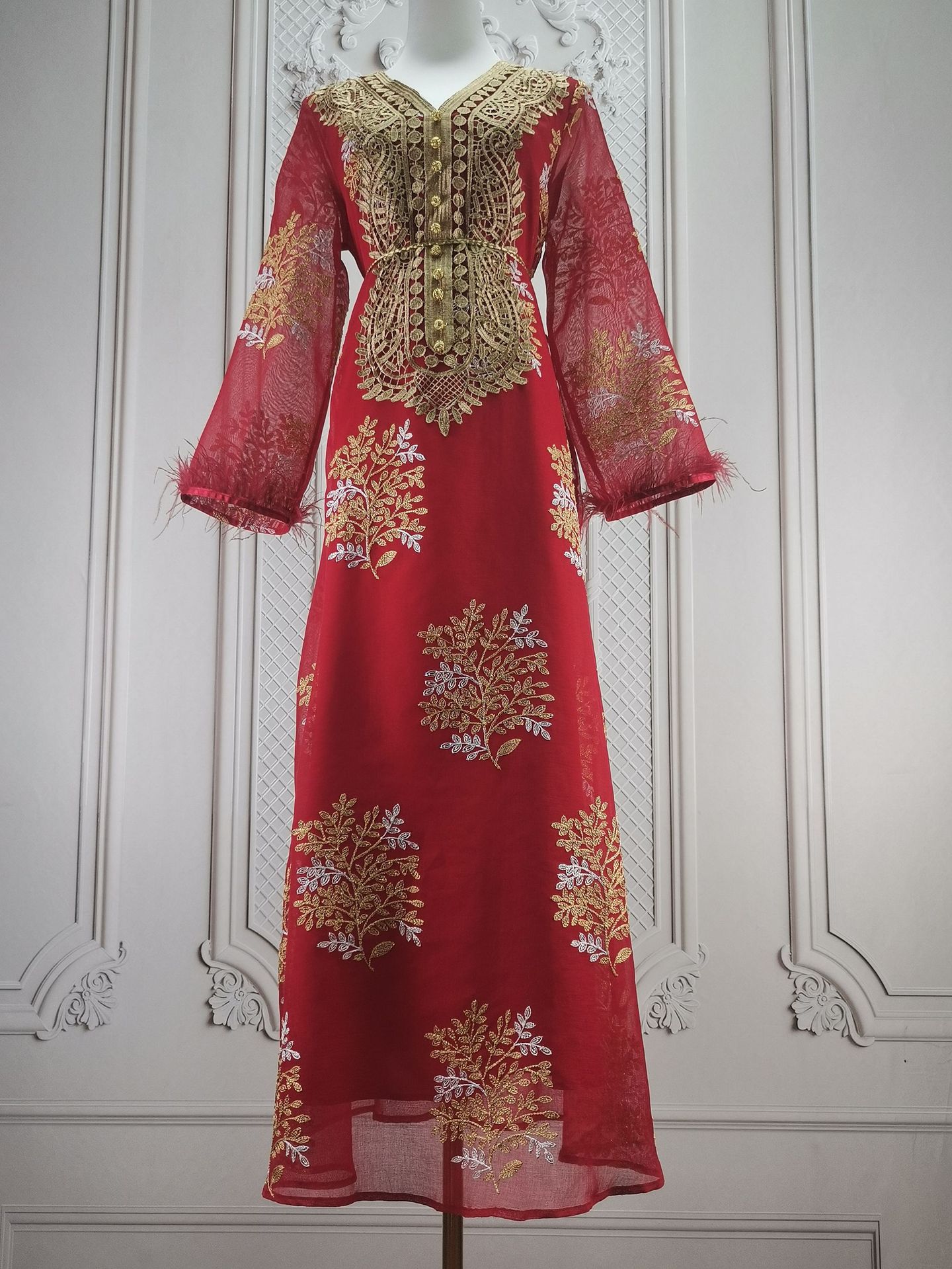 Damenbekleidung Bestickte muslimische Roben Arabische Kleidung Kleider_voghion.com