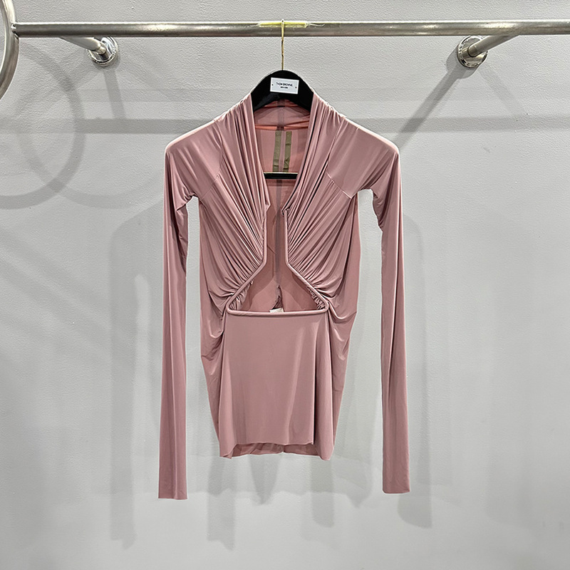 Subhuman Women's | Autumn Sexy Cut Out Design Modal Close-Fitting Knitted Black Long-Sleeved Top T-Shirt