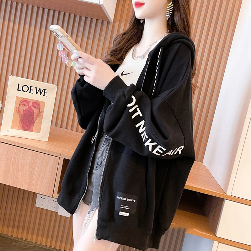 Spring and Autumn Jacket for Women, Trendy Ins Style, Loose Fit, Plus Size Women's Clothing, 2024 New Korean Version Cardigan, Thin Sweatshirt, Casual Style