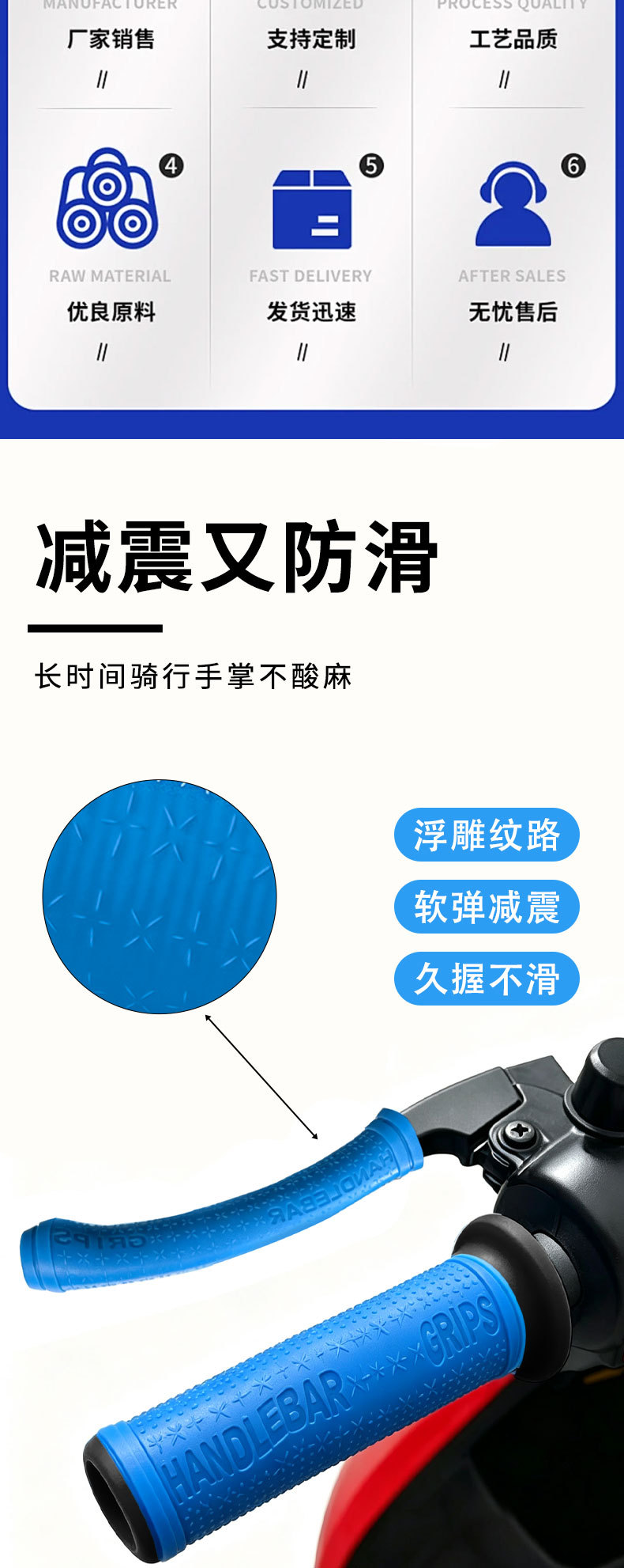 Universal Silicone Anti-Slip Shock-Absorbing Wear-Resistant Motorcycle Handlebar Grip and Brake Cover Wholesale