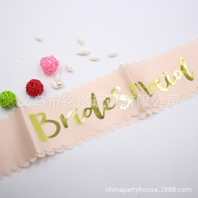 En stock soltero partido ceremonial novia cinturón para ser boda bronceado palabra EQUIPO novia correa de hombro