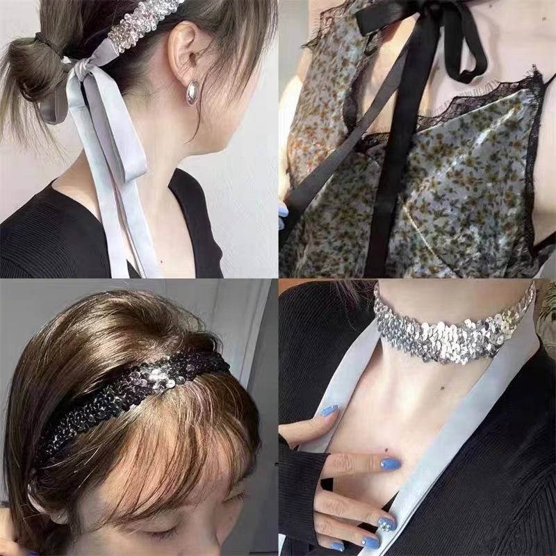 Accesorios de ropa de baile 3cm lentejuelas tres filas de cuentas elásticas con cable banda de encaje durante todo el año en stock 26 colores