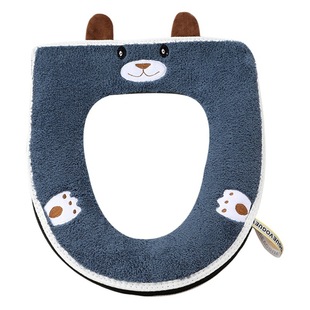 Toilet Cushion Wholesale Winter Zipper Plus Velvet Thickened Household Waterproof Cartoon Knitted Washable Toilet Toilet Cushion