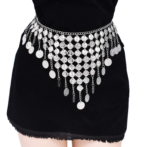 Cross-border best-selling waist chain, European and American style multi-layered coin tassel body chain, fashionable sexy navel chain, ancient costume waist accessories