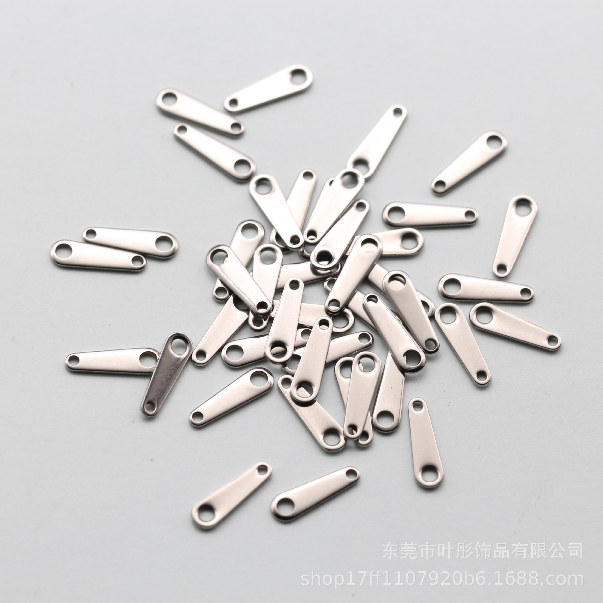 DIY jewelry material accessories stainless steel double hole small hanging piece necklace tail chain tag link long hanging piece wholesale