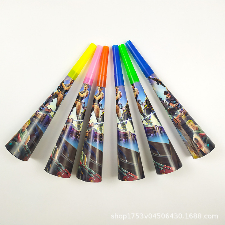 Amazon Venta caliente juego tema partido tire bandera plato de papel vajilla traje decoración del partido traje fortaleza noche