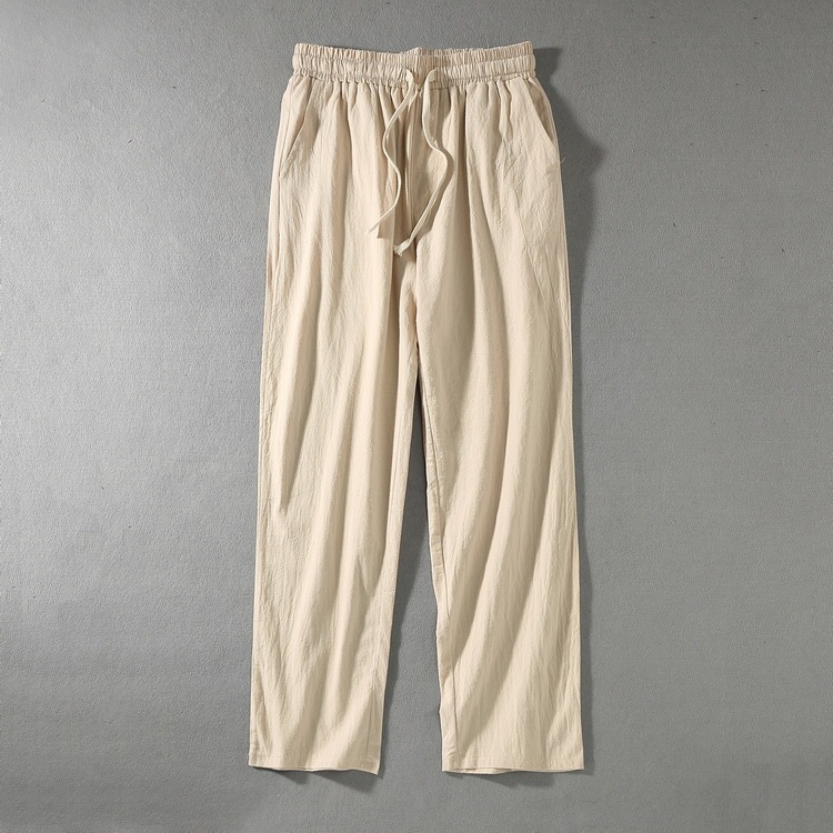 Plus-Size Men's Chinese-Style Loose Wide-Leg Straight Hemp Pants for Big and Tall Individuals