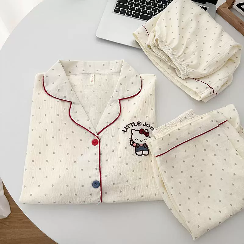 Set, summer cute pijama, 3 piece set, Korean style, with short sleeve