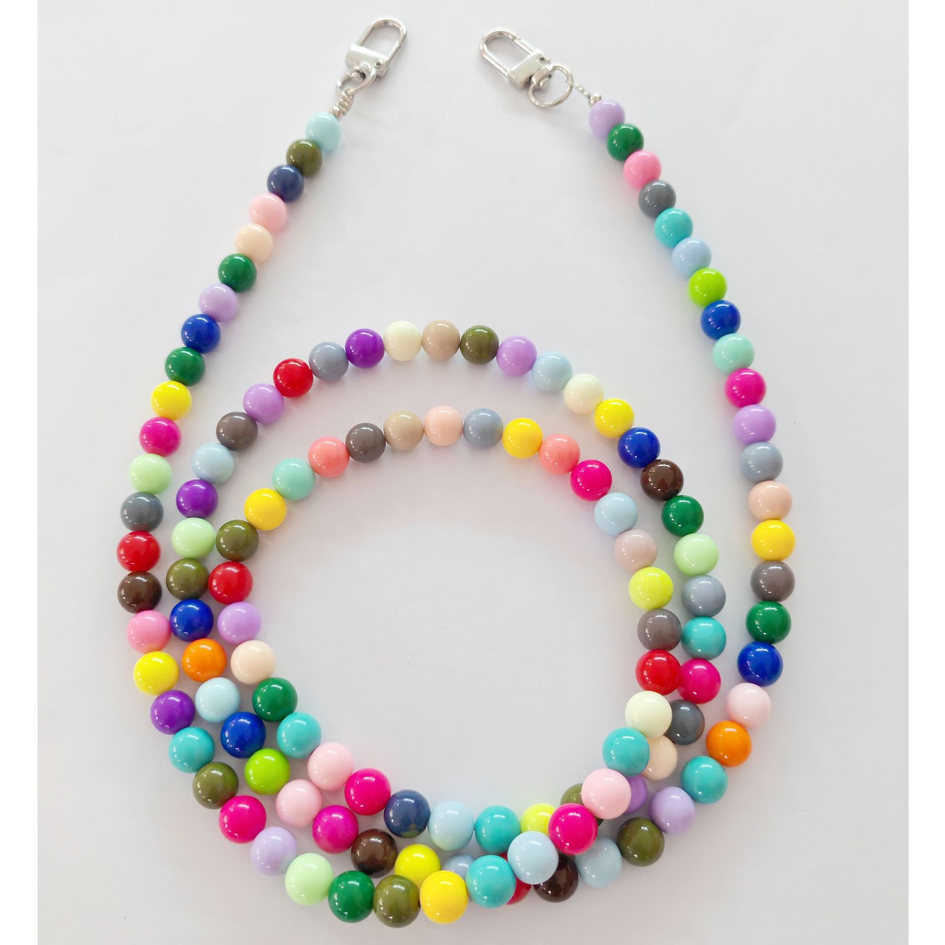 长款木珠花朵蝴蝶斜跨链串珠爱心手机壳挂饰挂件背夹斜跨链条女