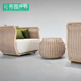 Pastoral Style Outdoor Sofa Combination Hotel Resort Open-Air Waterproof Sofa Villa Courtyard Garden Leisure Furniture