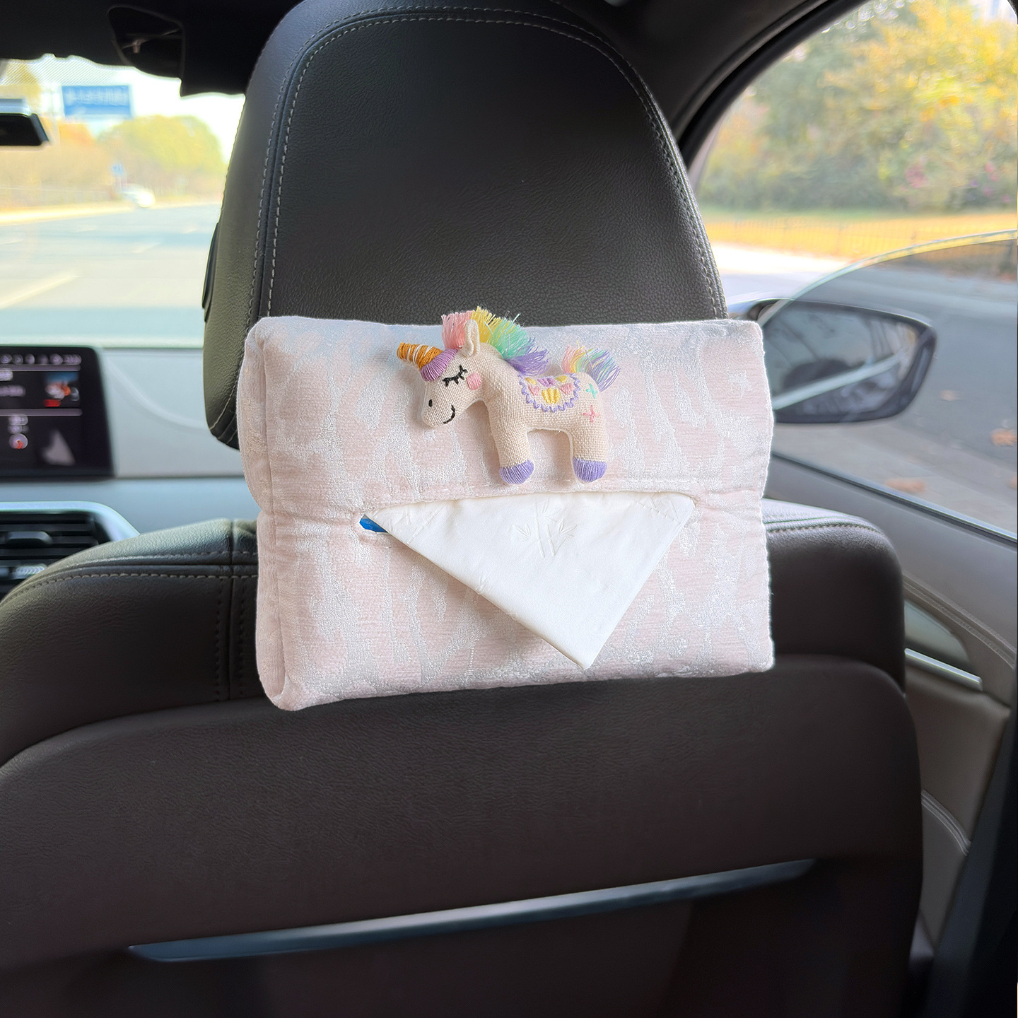 Tissue Holder Hanging – Junpin Car tissue box/set - rainbow-pony-leopard-print-tissue-box-beige