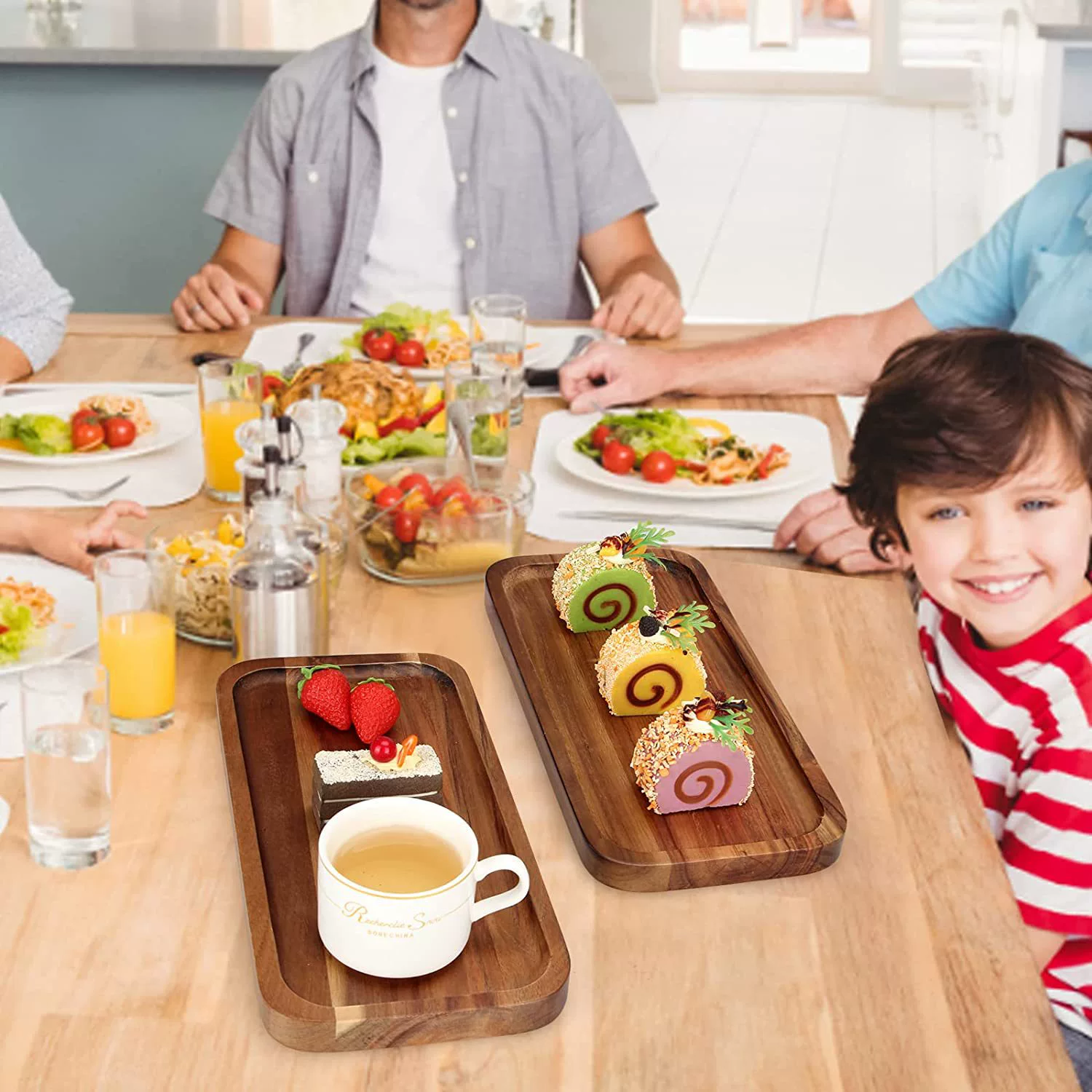 Chuxin деревянный прямоугольный лоток с ручкой бытовой Расширенный чай лоток творческий фруктовый хлеб посуда из цельного дерева лоток