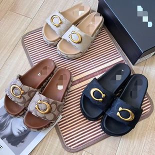 Foreign Trade Slippers 2025 Summer Non-Slip Fashion New Versatile Thick-Soled One-Line Outer Wear Beach Popular Internet Celebrity Slippers
