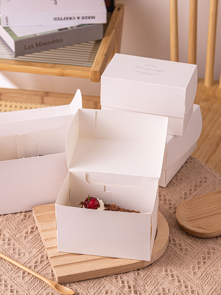 网红法式西点包装盒 四4寸千层纸杯蛋糕切块甜品切件打包盒子