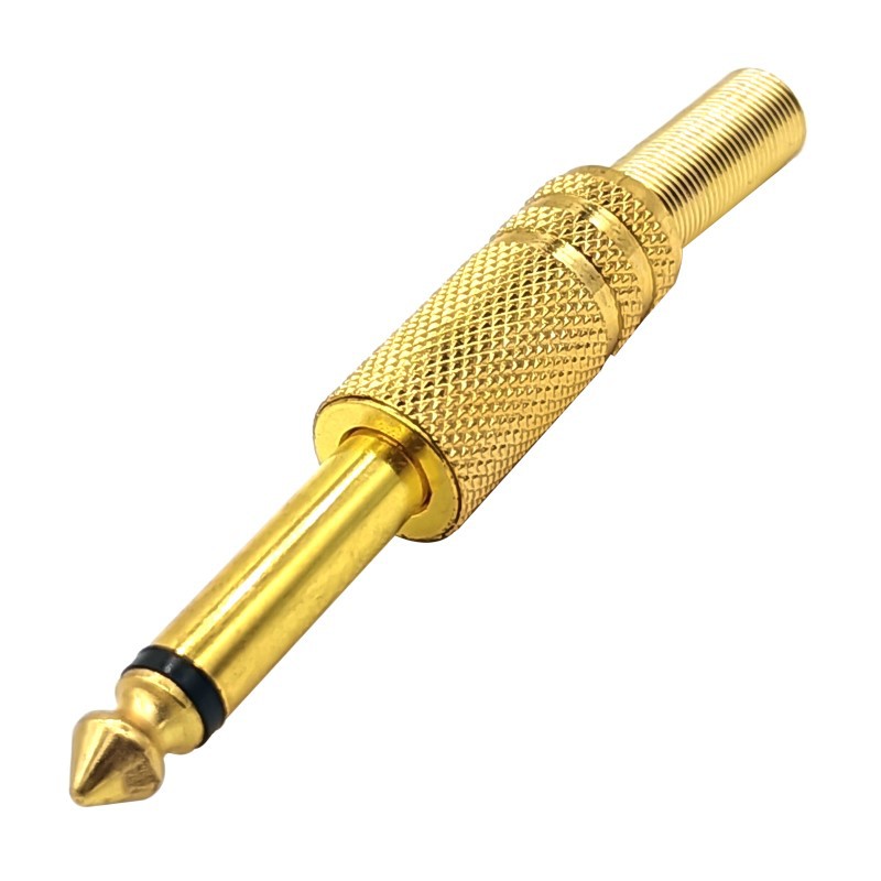 金属组装式镀金6.5插头话筒调音台音频插头话筒大二芯6.35插头