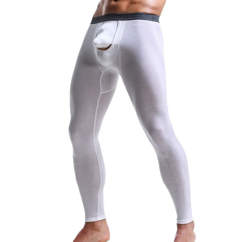 Pantalones largos separados de bala de nuevo estilo para hombres, pantalones cálidos, pantalones de hilo sexy delgados, leggings finos para niños de otoño e invierno