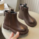 Boys and Girls 2024 Autumn New Children's Short Boots Korean Style Fashion Simple All-match Girls' Leather Boots Round Toe Single Boots