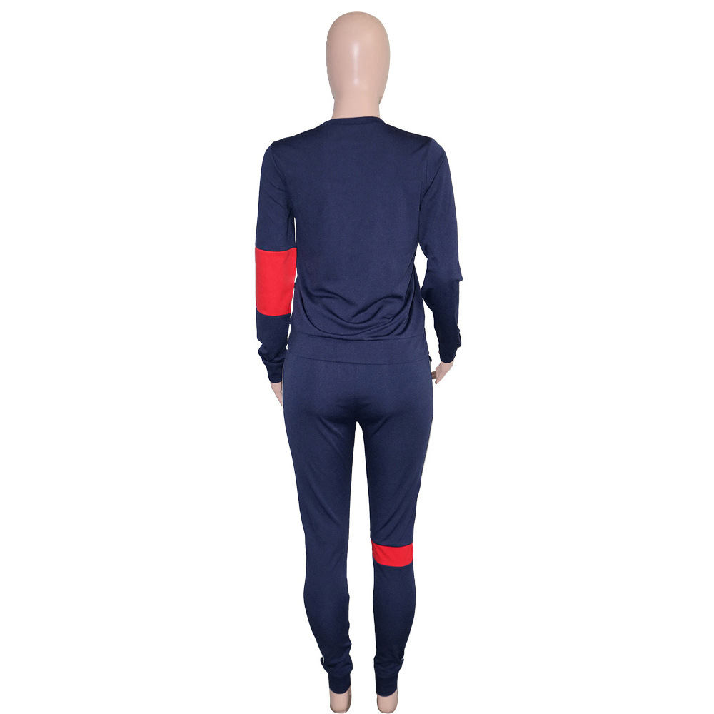 Women Clothing Sweater Patchwork Stripes Suit Sports Long Sleeve Casual Women Clothing