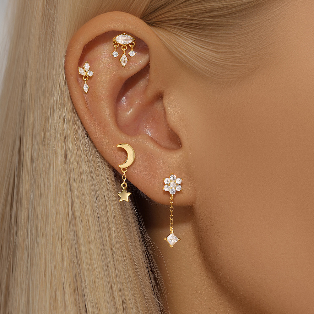 3g Weight Zircon Inlay Material Ear Studs Classification Ear Cartilage Rings & Studs Piercing Type 1 Piece Quantity Daily, Festival Occasion 925 Sterling Silver Material Geometric Pattern Unisex Gender Inlay Design Shiny Style 1 Piece Ear Cartilage Rings & Studs Shiny Geometric 925 Sterling Silver Inlay Zircon Ear Cartilage Rings & Studs 12