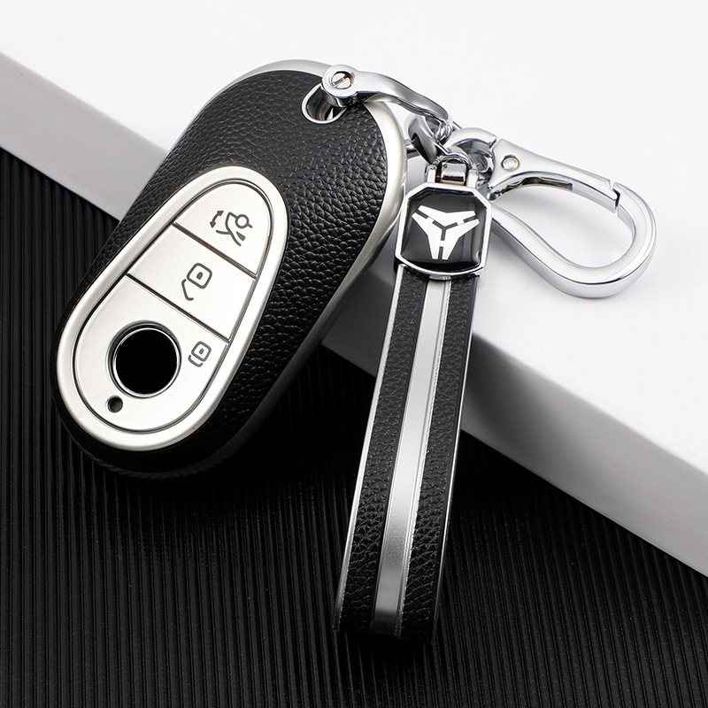 Car key case suitable for Mercedes-Benz S-Class key case new S400L S450L S500L leather pattern key case buckle Car key case suitable for Mercedes-Benz S-Class key case new S400L S450L S500L leather pattern key case buckle
