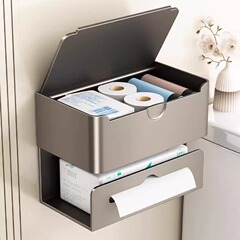トイレ全包ティッシュケース穴なしトイレ浴室壁掛け式ティッシュ棚家庭用トイレ収納