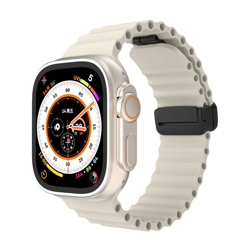 For Apple watch wristband iwatch8 Ultra 567SE Marine silicone magnetic suction buckle watch strap