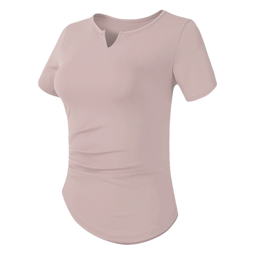 Фитнес-топ женский V-образный бег Тренировка Быстрая Сухая Обтягучая спина Красотка Спортивный отдых Футболка с короткими рукавами Костюм для йоги