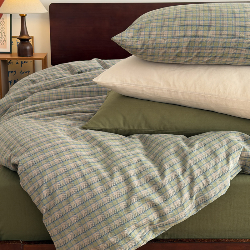 Plaid Cotton Bedding Set For Hotels And Guesthouses High Quality_voghion.com