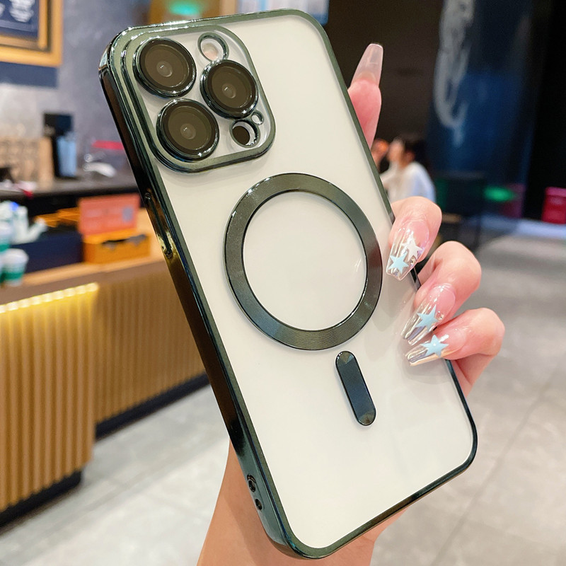 Funda para teléfono iphone16promax 16 transparente 16plus magnético Apple 15 patrón de CD suave 14 nicho 13