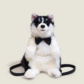 批发哈士奇毛绒公仔双肩包可爱玩偶背包玩具包休闲包仿真狗狗背包
