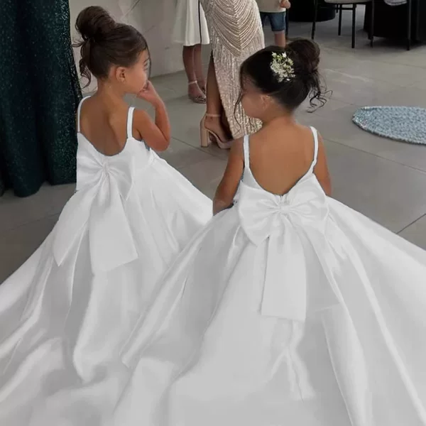 White Little Flower Girl Wedding Tail Princess Tutu Skirt Girl Photo Studio Small Wedding Dress Art Photo Stage Catwalk Dress