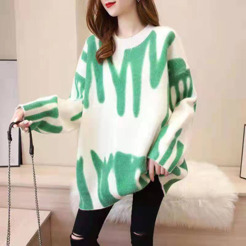 Transfronteriza suéter impreso ropa de mujer Primavera y otoño 2023 nuevo jersey estilo coreano Suelta todo fósforo ropa de abrigo suéter abrigo image 13