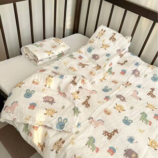 100% Cotton Double Gauze Quilt Cover Type A Baby Newborn Available Kindergarten Size Cartoon Soft and Comfortable