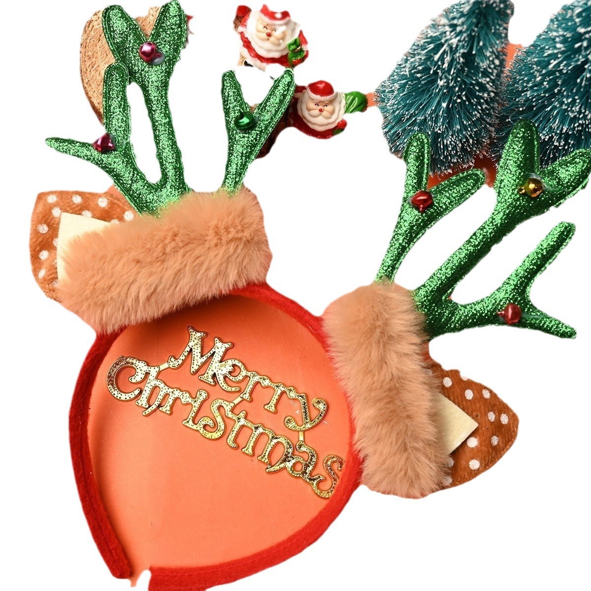 Cruz-frontera Navidad corneta lentejuelas campana diadema horquilla de Navidad dulce lindo fiesta diadema accesorios para el cabello tocado