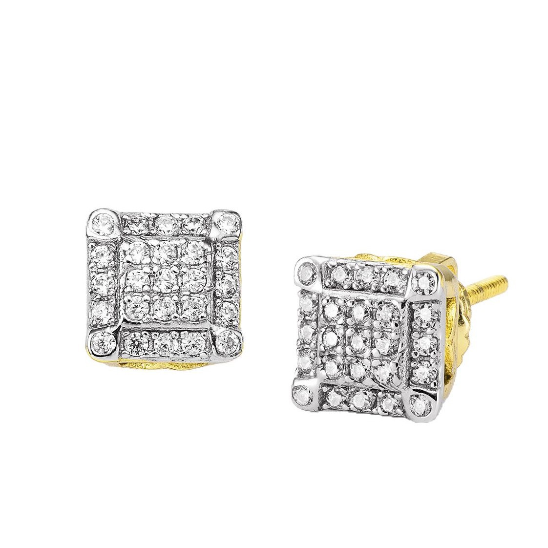 Unisex Square Stud Earrings Fully Diamond Encrusted With Zircon Small Simple Classic Versatile Jewelry_voghion.com