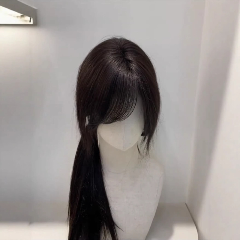 Nema potrebe za nošenjem mrežice za kosu - Konie lažna frizura za žene s japanskim šiškama sa strane, nadomjestak za kosu za veliki volumen krune
