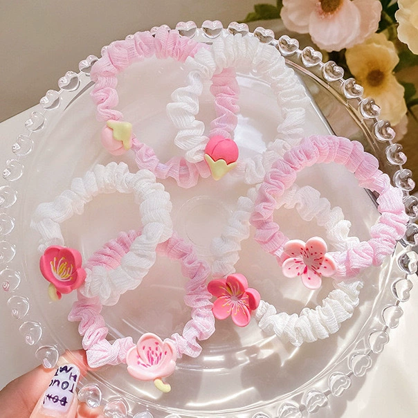 Летний персиковый цветок вишневый цветок заколка для волос женская новая студентка головная повязка высокая эластичная детская ободок ночной рынок палатки лотки маленькие украшения