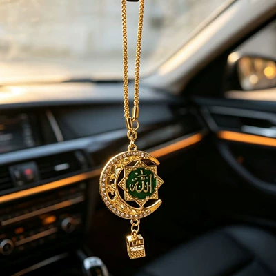 Car hanging — diamond-embellished star-moon design, premium model
