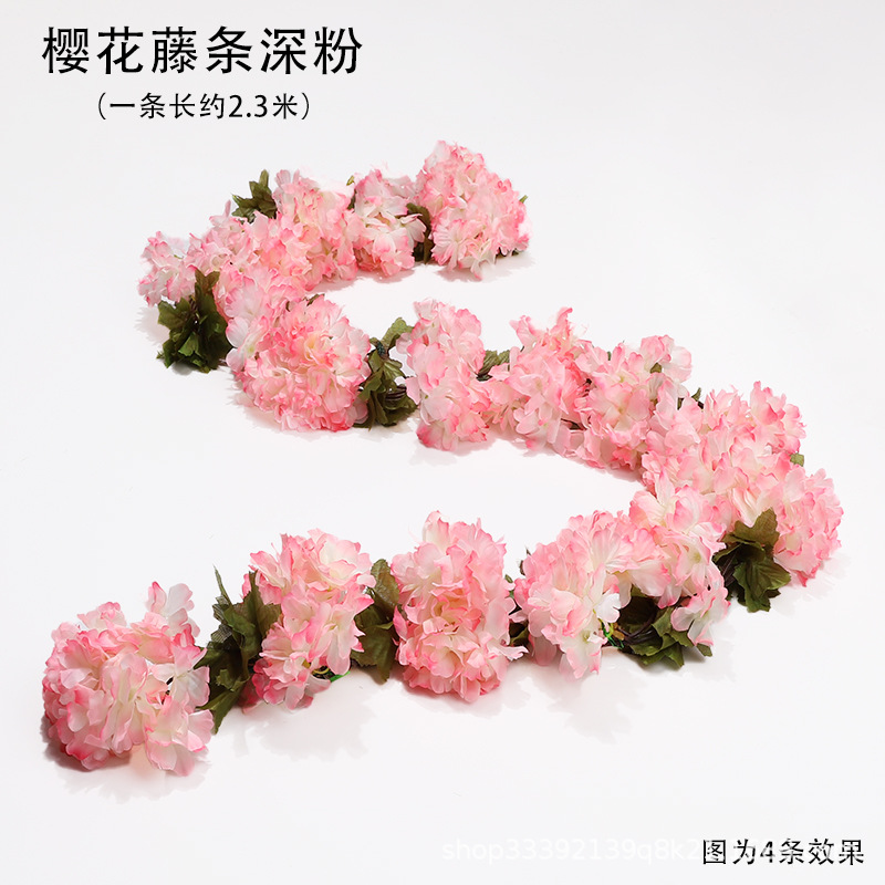 Boda flor artificial Rosa ratán flor artificial cama cabeza flor pared colgante hogar Decoración de la boda vid al por mayor