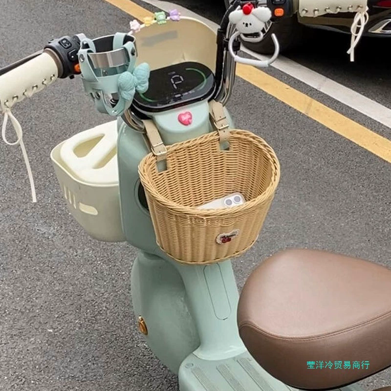 Передняя корзина из ротанга для хранения электромобилей, универсальная многофункциональная корзина для хранения электрических велосипедов и велосипедов.