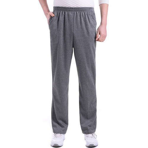 Summer thin men's pants for middle-aged and elderly men, dad pants suitable for spring and autumn, high-waisted deep gusseted loose pants for men, men's sports pants